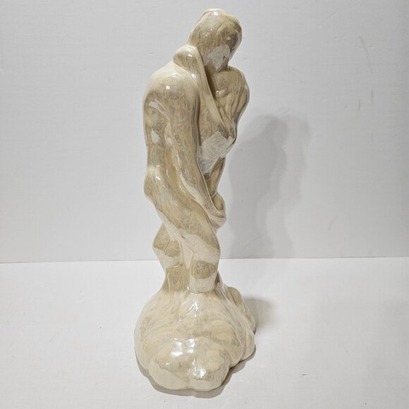 Bare Kissing Couple Porcelain Figurine - 13 Inches Tall - Glazed Porcelain - Picture 4 of 5